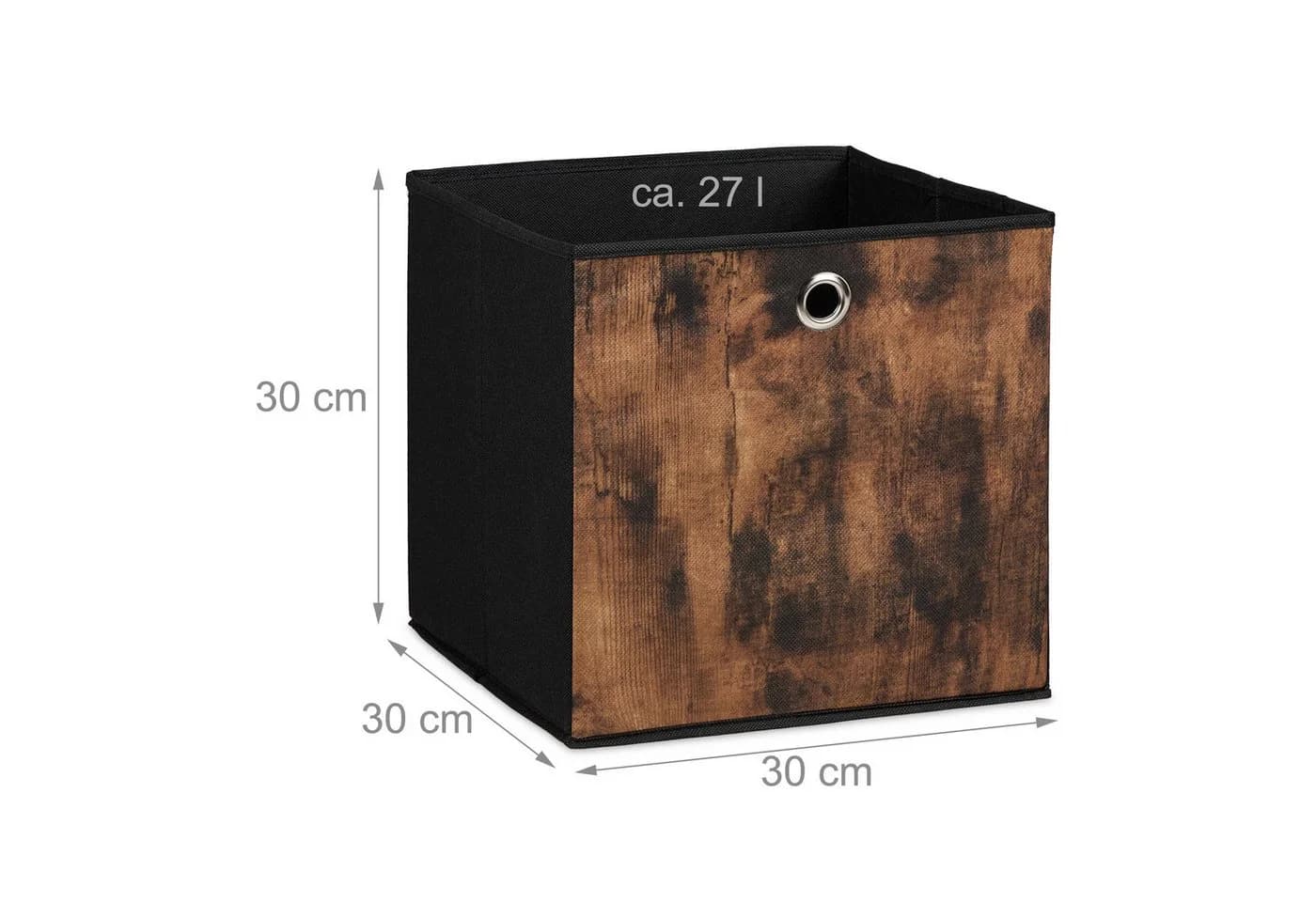 relaxdays Aufbewahrungsbox Stoff 6er Set Schwarz Braun Holzoptik L - Bild 4