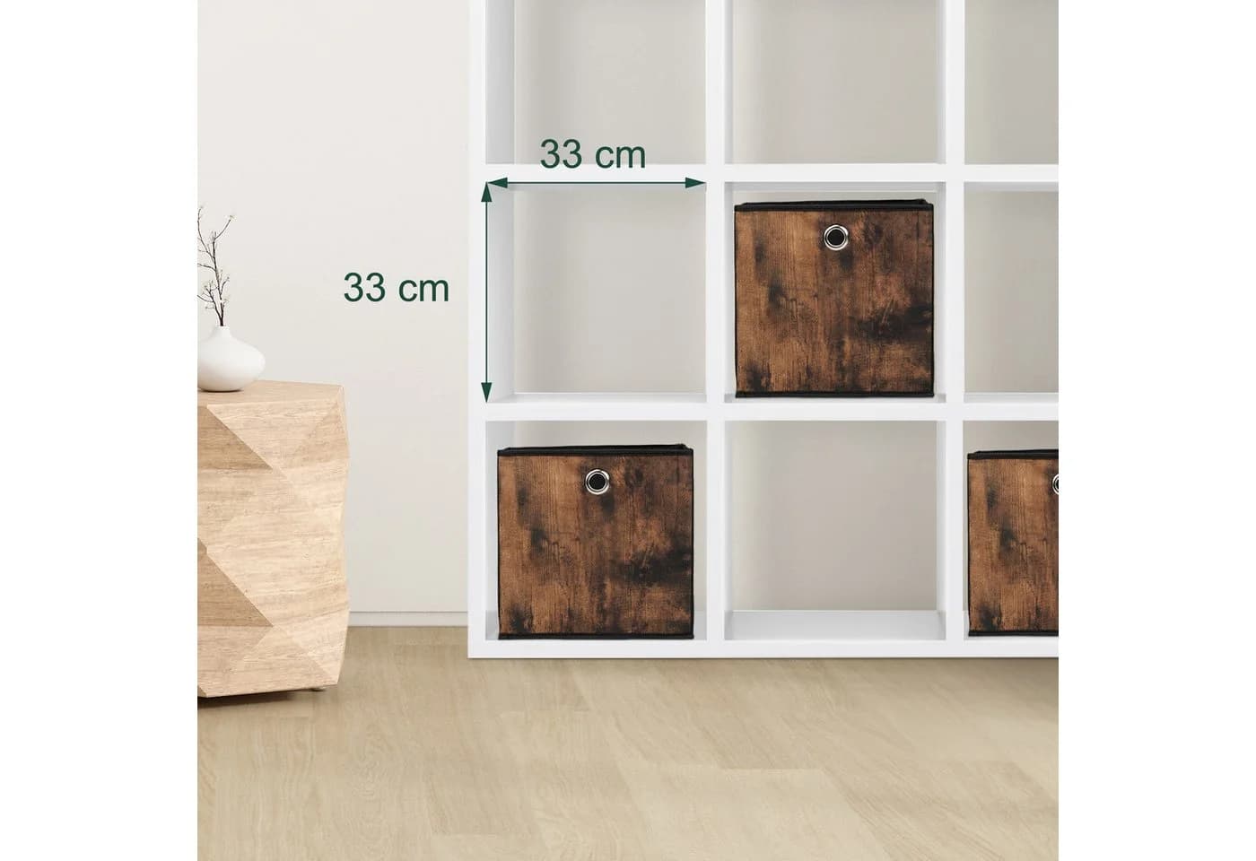 relaxdays Aufbewahrungsbox Stoff 6er Set Schwarz Braun Holzoptik L - Bild 5