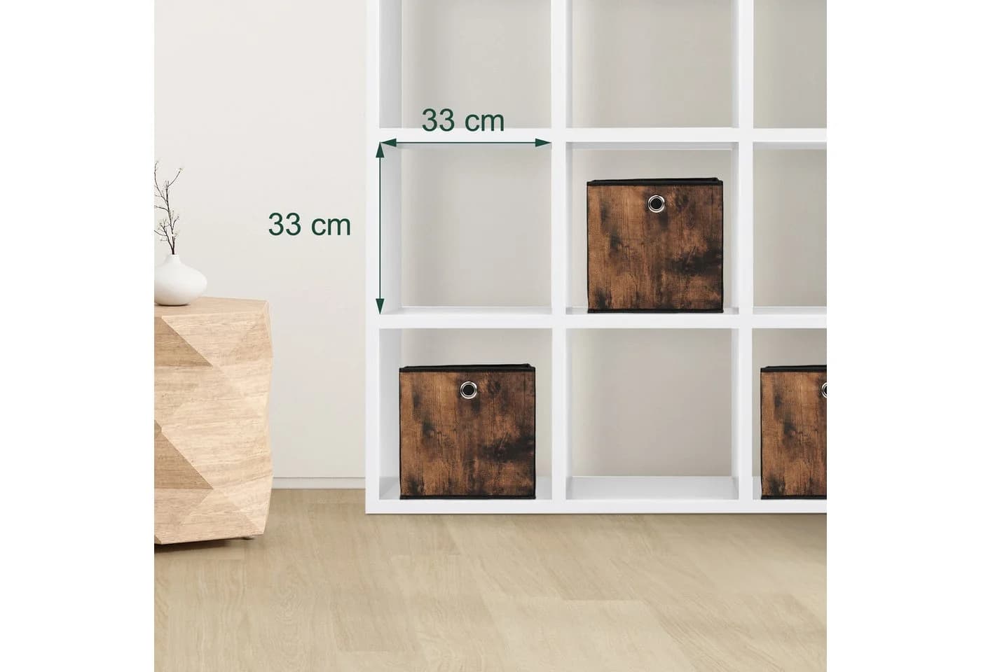 relaxdays Aufbewahrungsbox Stoff 6er Set Schwarz Braun Holzoptik - Bild 5