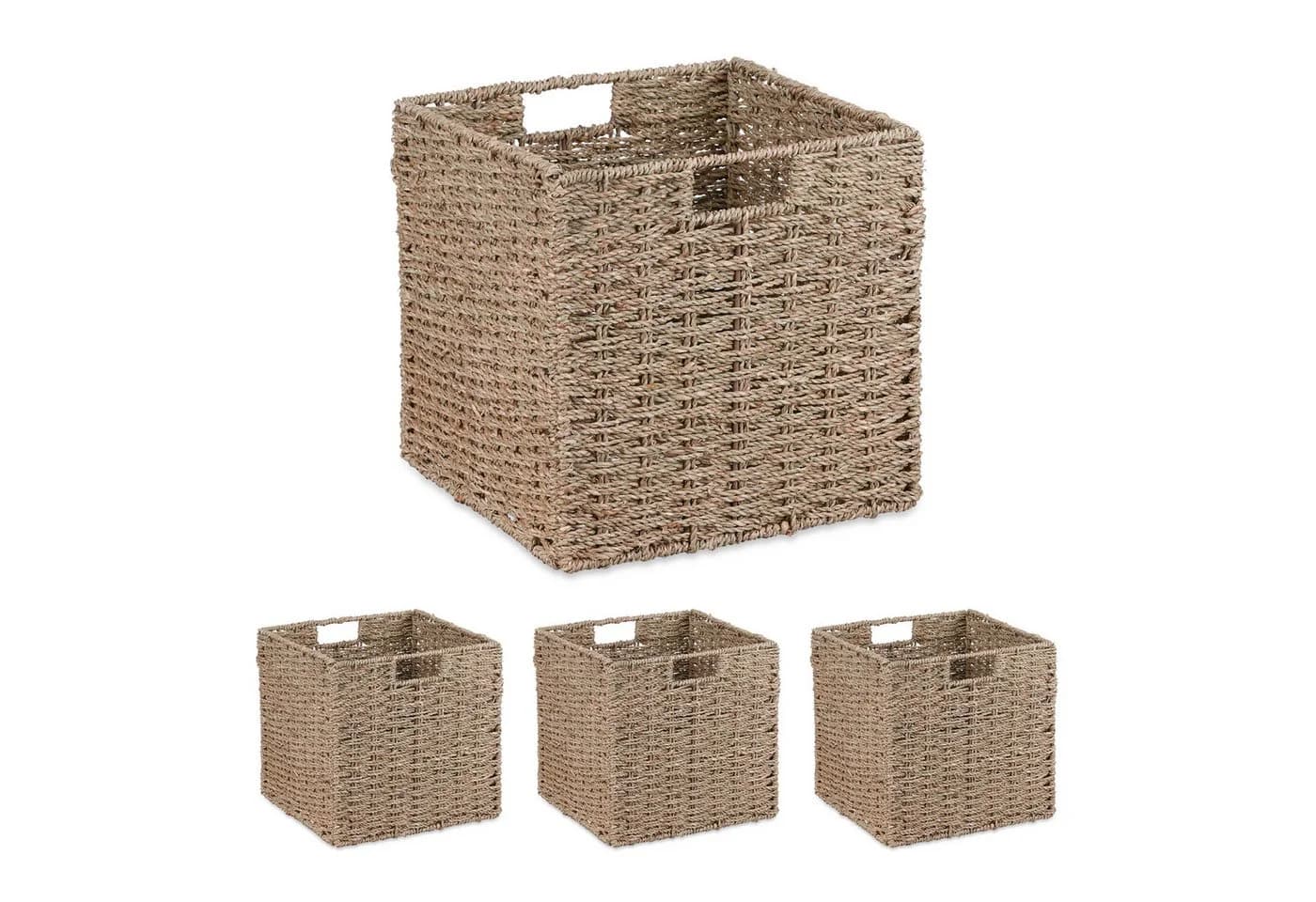relaxdays Regalkorb Set 4x Seegras Aufbewahrungskorb Natur - Bild 2