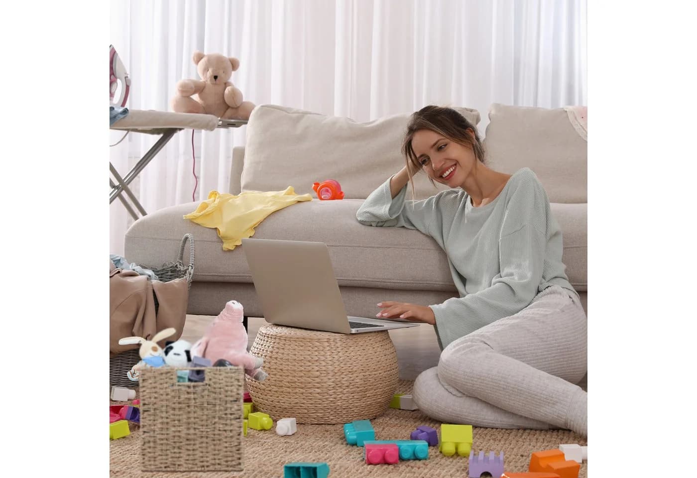 relaxdays Regalkorb Set 4x Seegras Aufbewahrungskorb Natur - Bild 3