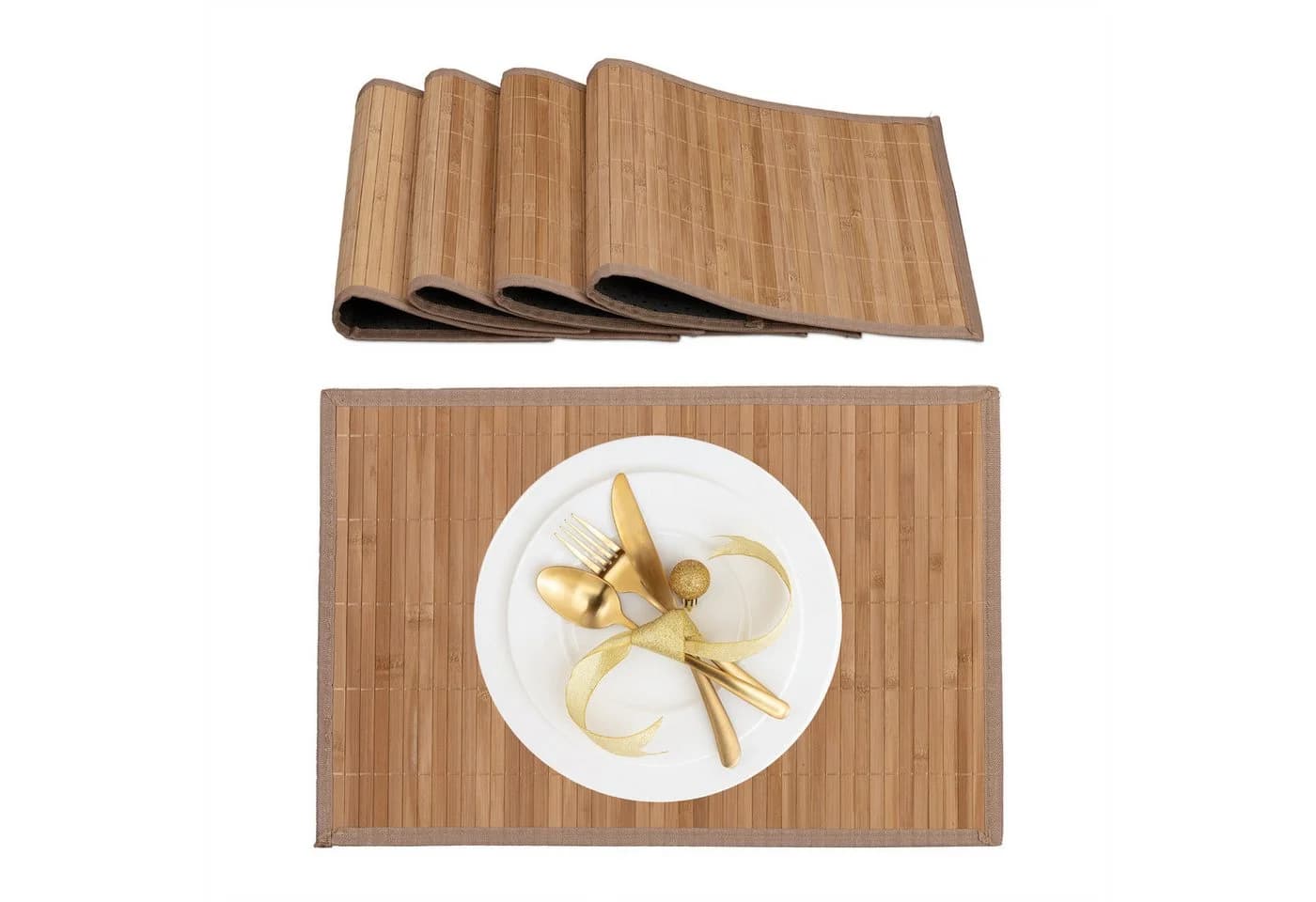 relaxdays Tischset 4er Set Bambus natur - Bild 2