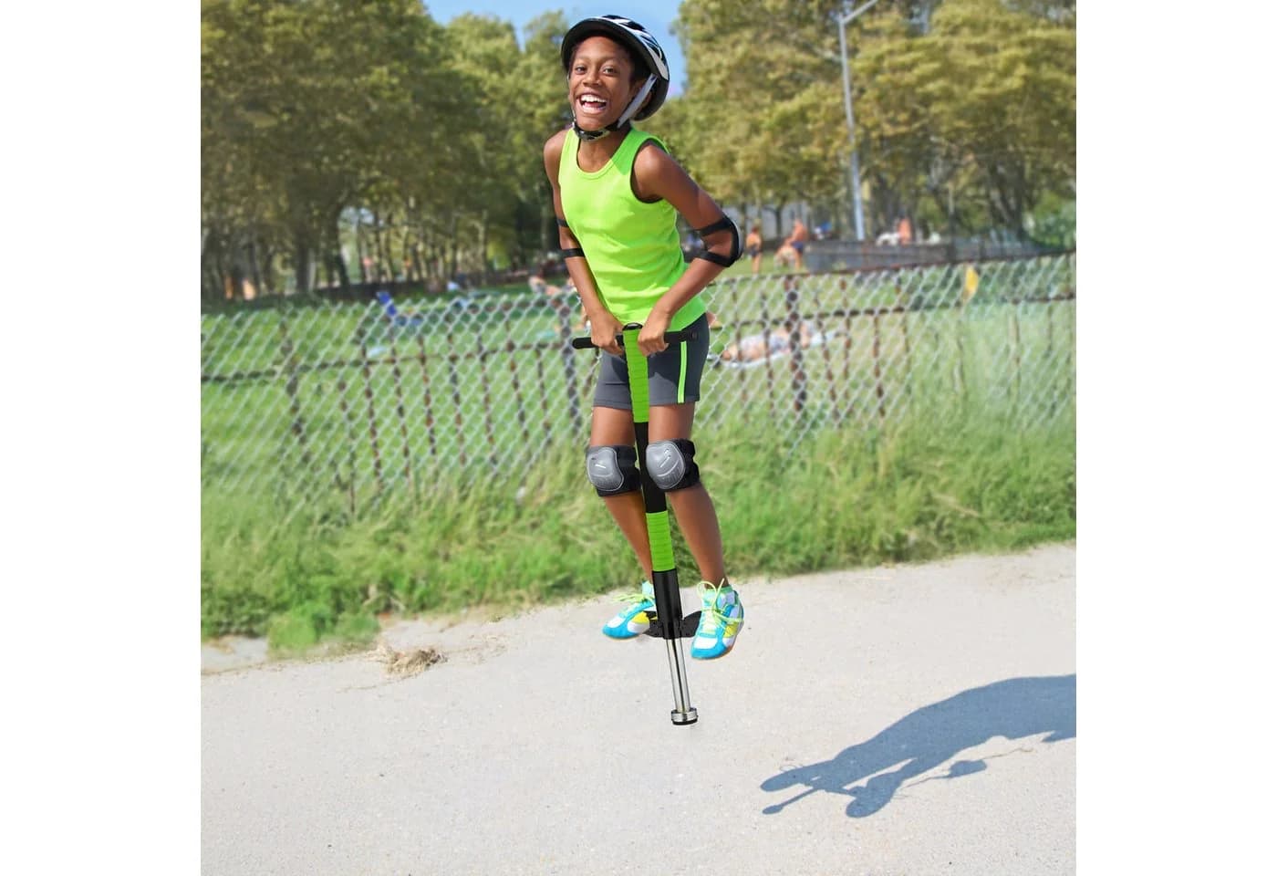 relaxdays Pogo Stick Grün Schwarz Silber für Kinder bis 35 kg - Bild 3