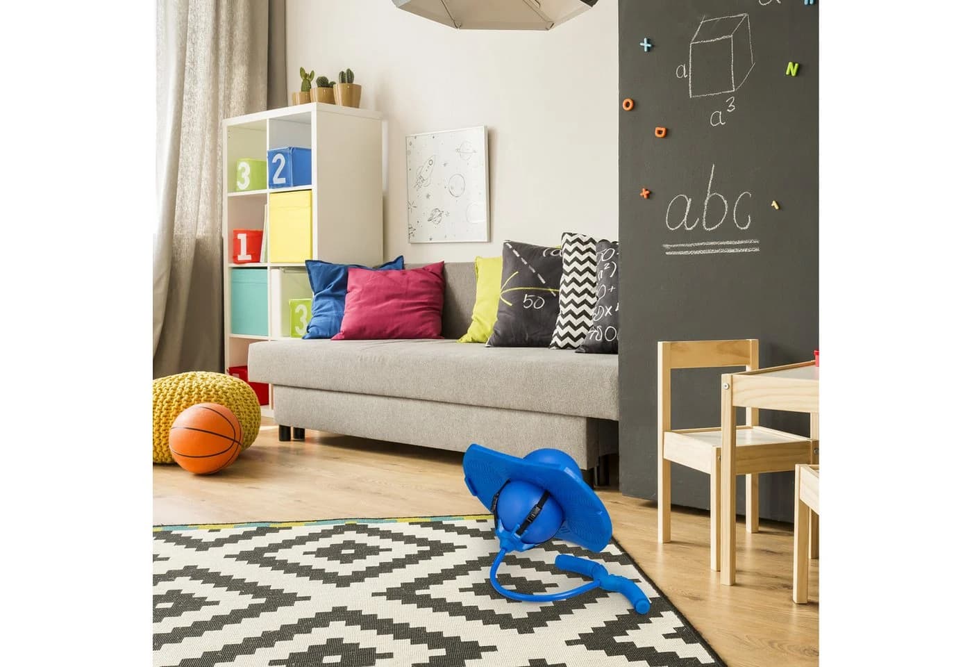 relaxdays Pogo Ball mit Griffen für Kinder, blau - Bild 3