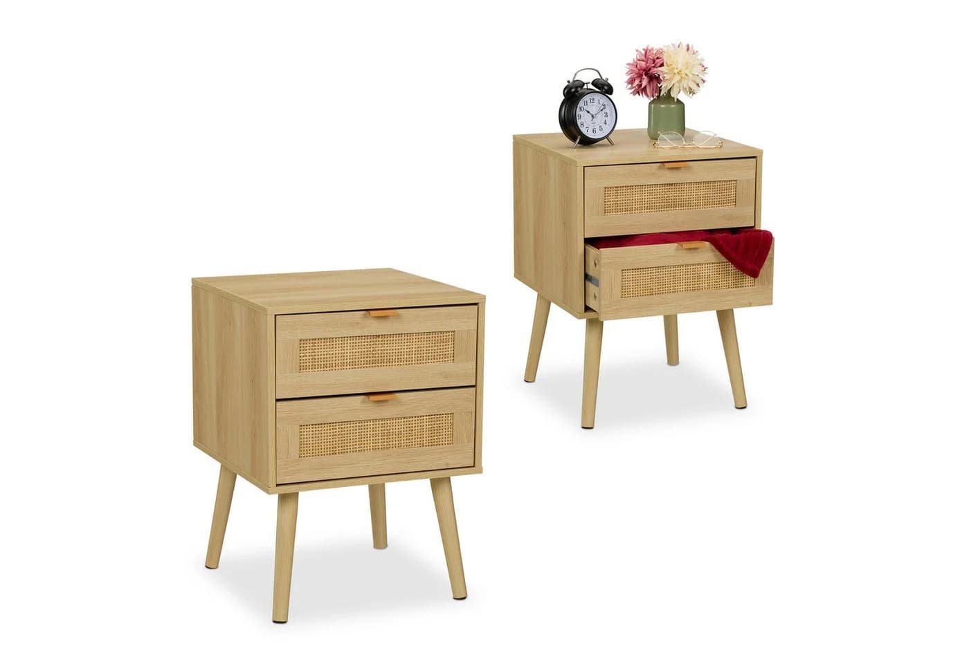 relaxdays Nachttisch Rattan Design 2 Schubladen 2er Pack - Bild 2