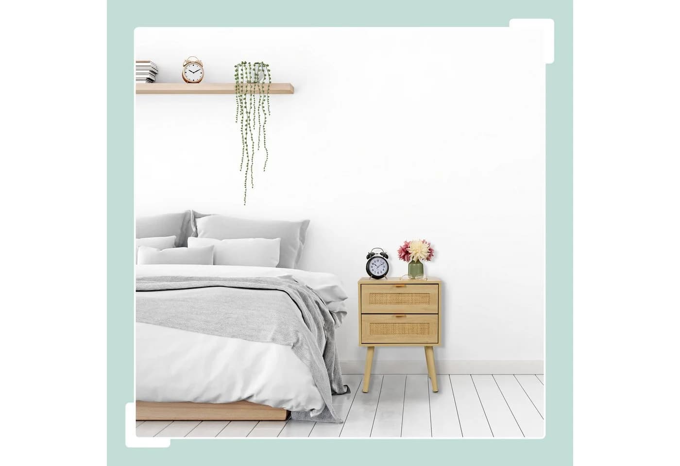 relaxdays Nachttisch Rattan Design 2 Schubladen 2er Pack - Bild 3