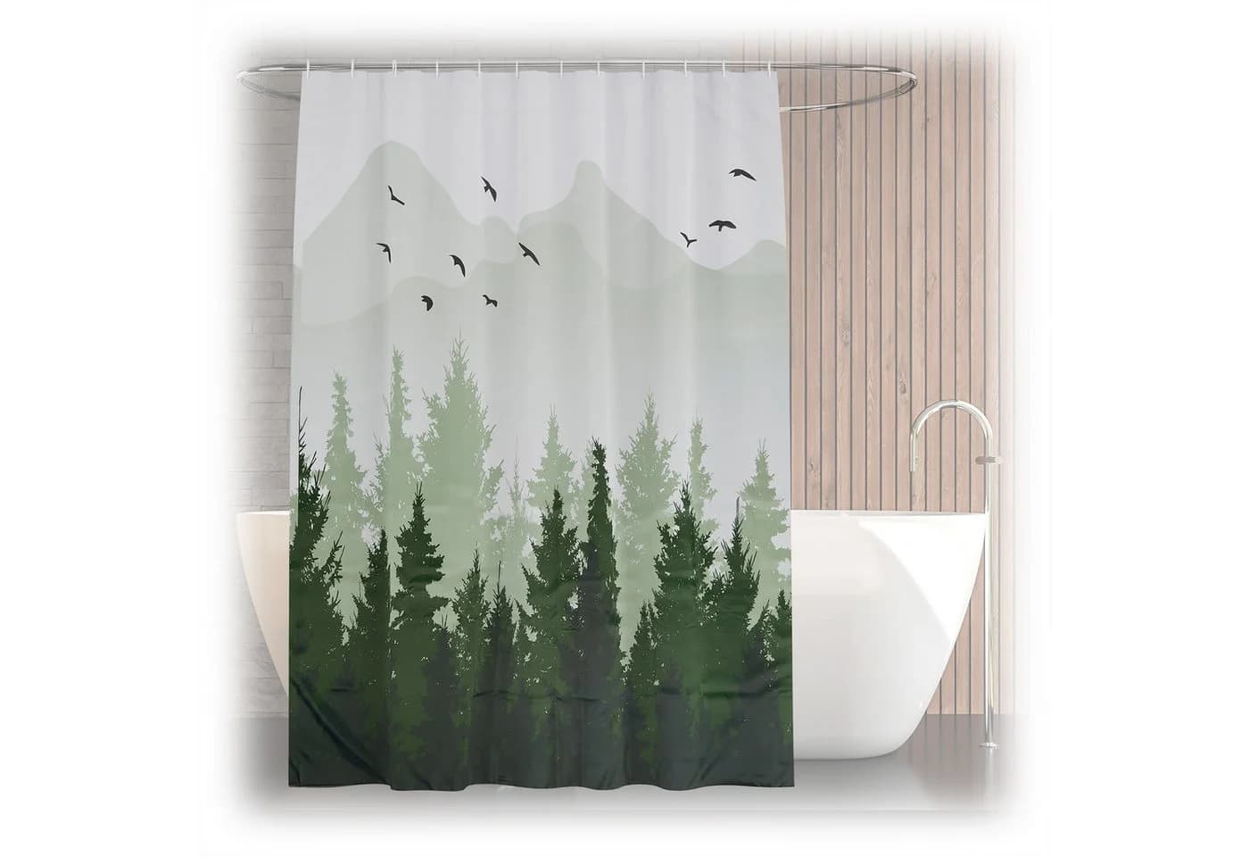 relaxdays Duschvorhang Tannenwald 180x200 cm Polyester - Bild 2