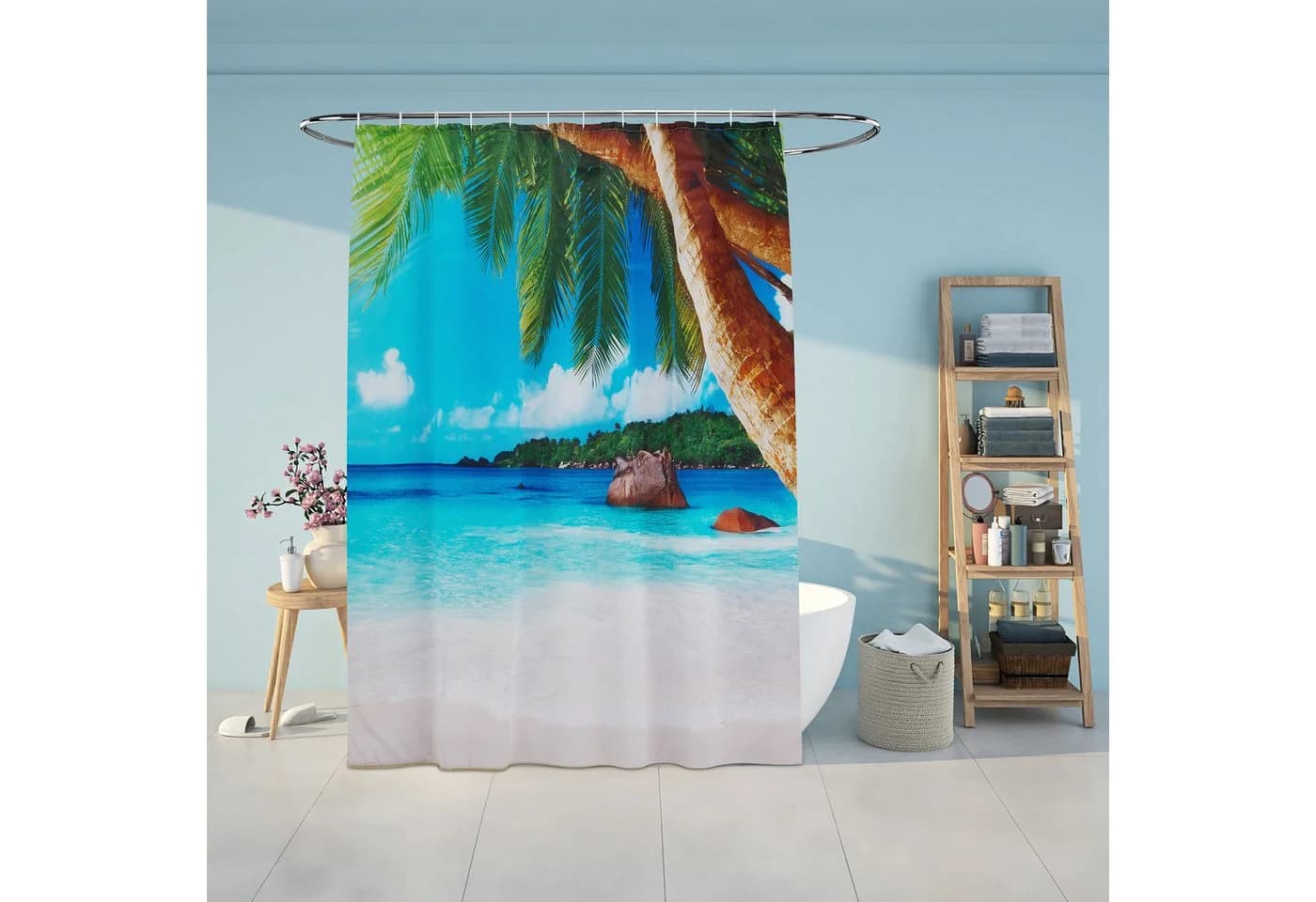 relaxdays Duschvorhang Tropical Wasserabweisend mit Haken