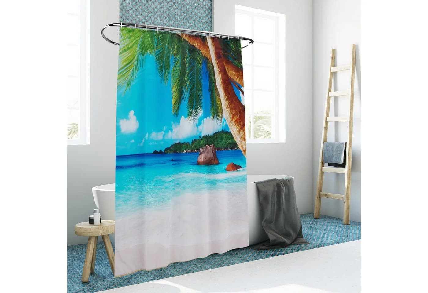 relaxdays Duschvorhang Tropical Wasserabweisend mit Haken - Bild 3