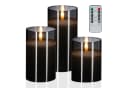 RELAXDAYS LED-Kerze im Glas 3er Set, grau Bild 2