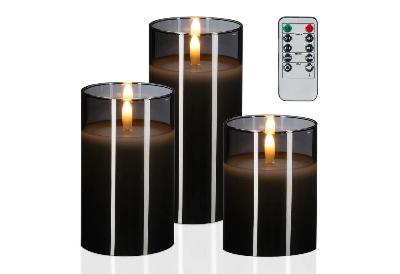 RELAXDAYS LED-Kerze im Glas 3er Set, grau - Bild 2