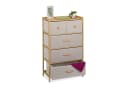 relaxdays Kommode Bambus 5 Schubladen Beige Stoff Bild 2