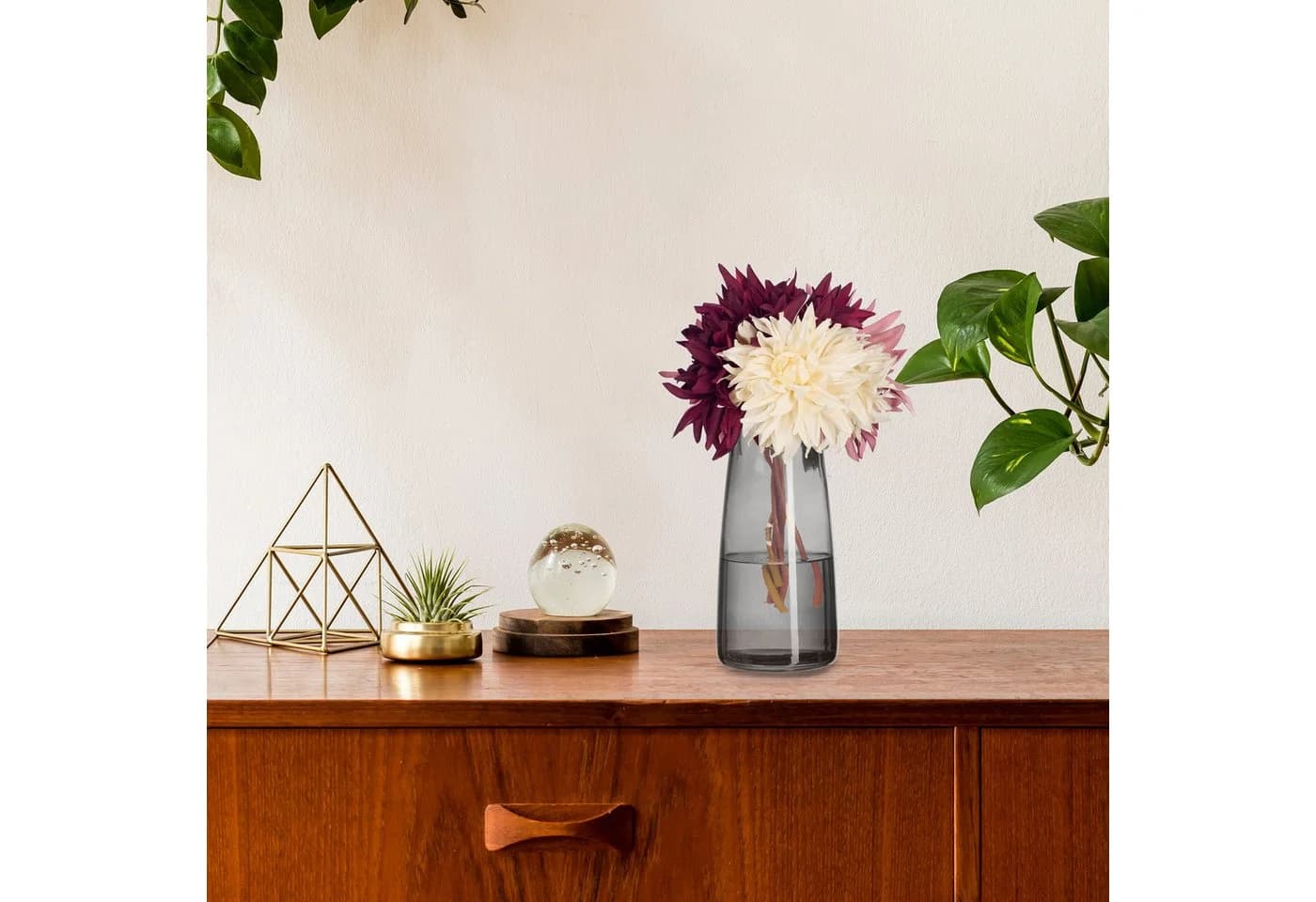 relaxdays Dekovase Vase aus Glas Grau