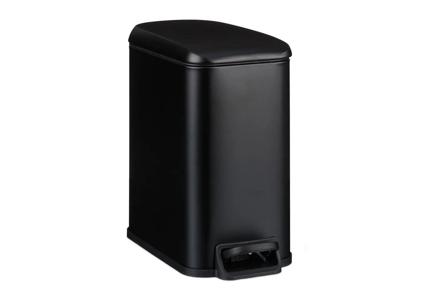 relaxdays Badmülleimer 5 l Softclose Trittpedal Schwarz - Bild 2