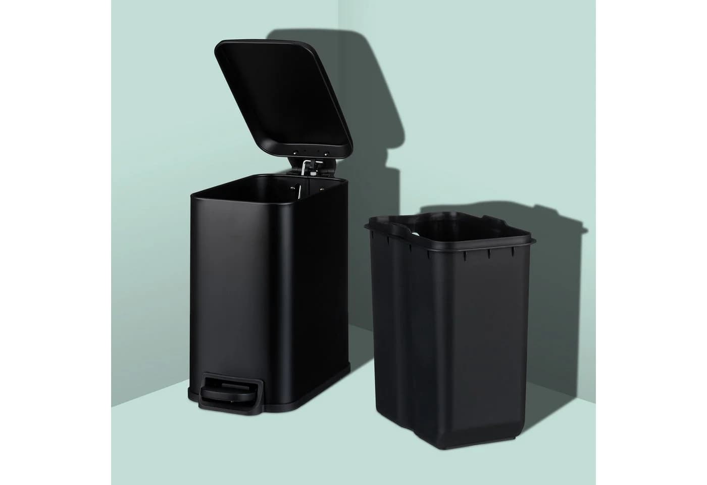 relaxdays Badmülleimer 5 l Softclose Trittpedal Schwarz - Bild 5