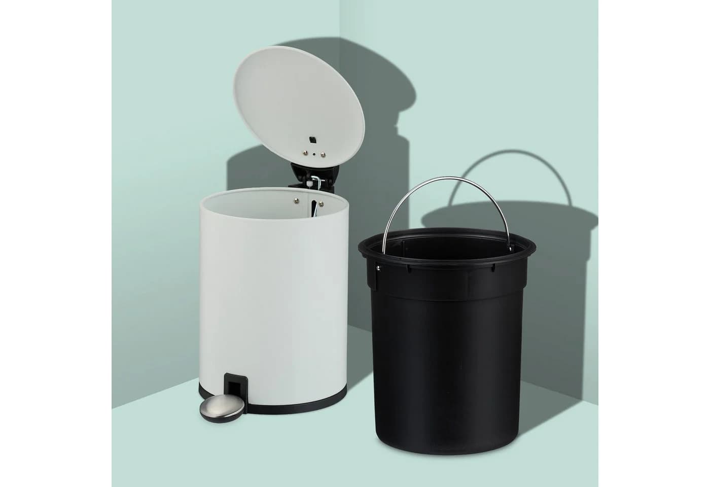 relaxdays Badmülleimer 3 l Softclose Trittpedal weiß - Bild 5