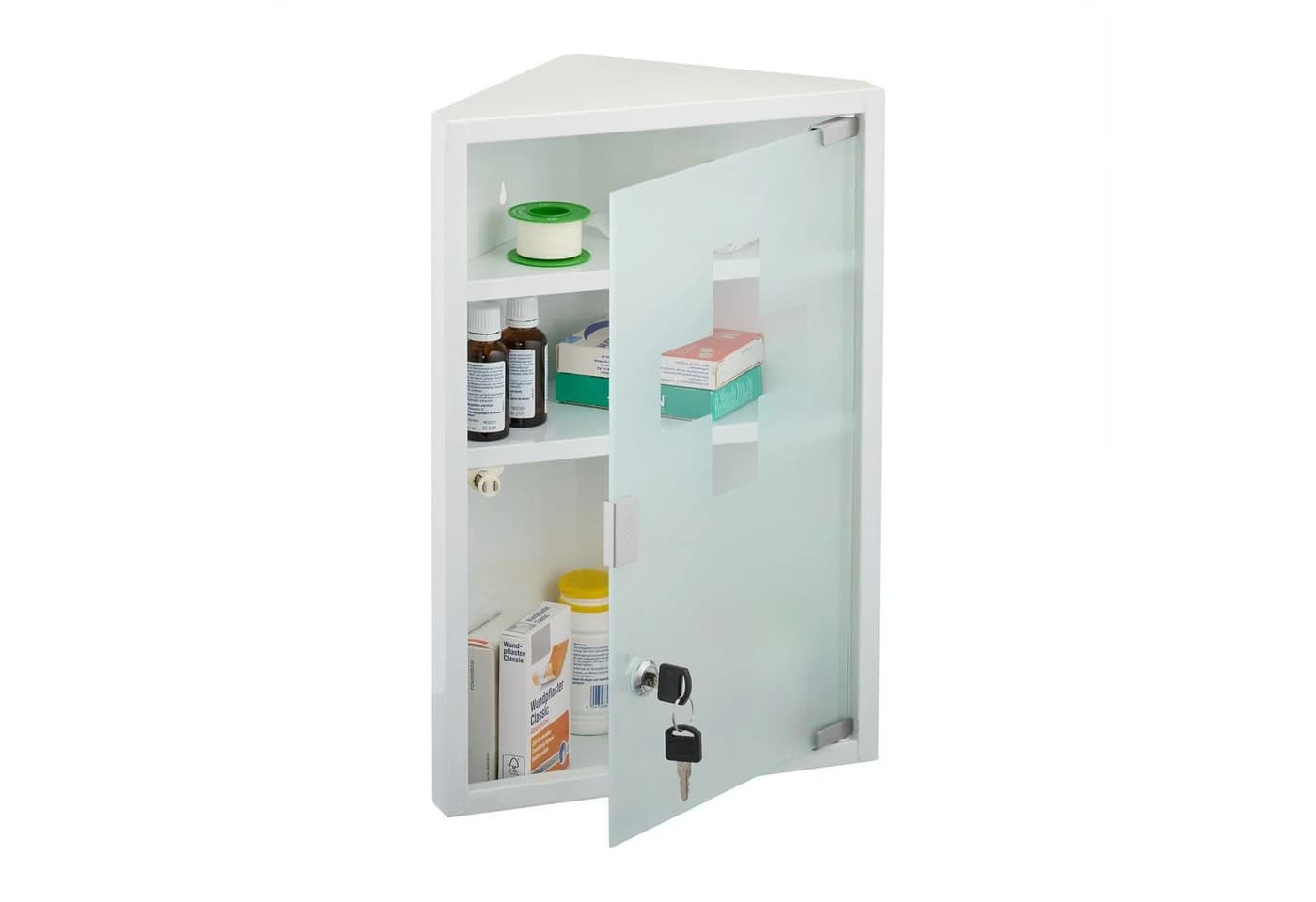 relaxdays Medizinschrank mit Glastür Weiß 3 Fächer - Bild 2