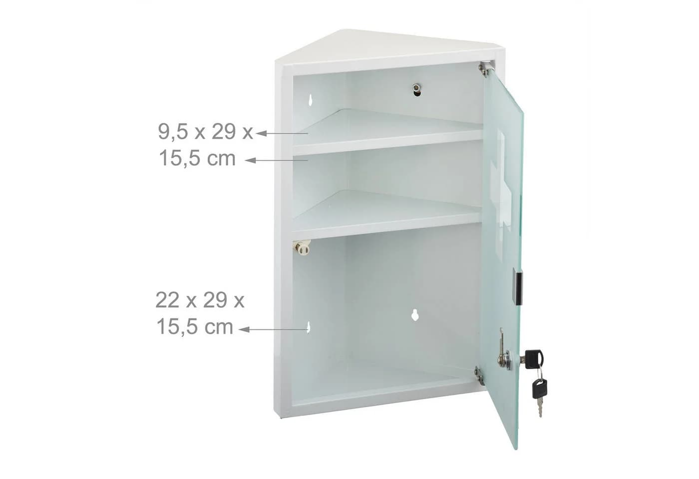 relaxdays Medizinschrank mit Glastür Weiß 3 Fächer - Bild 5