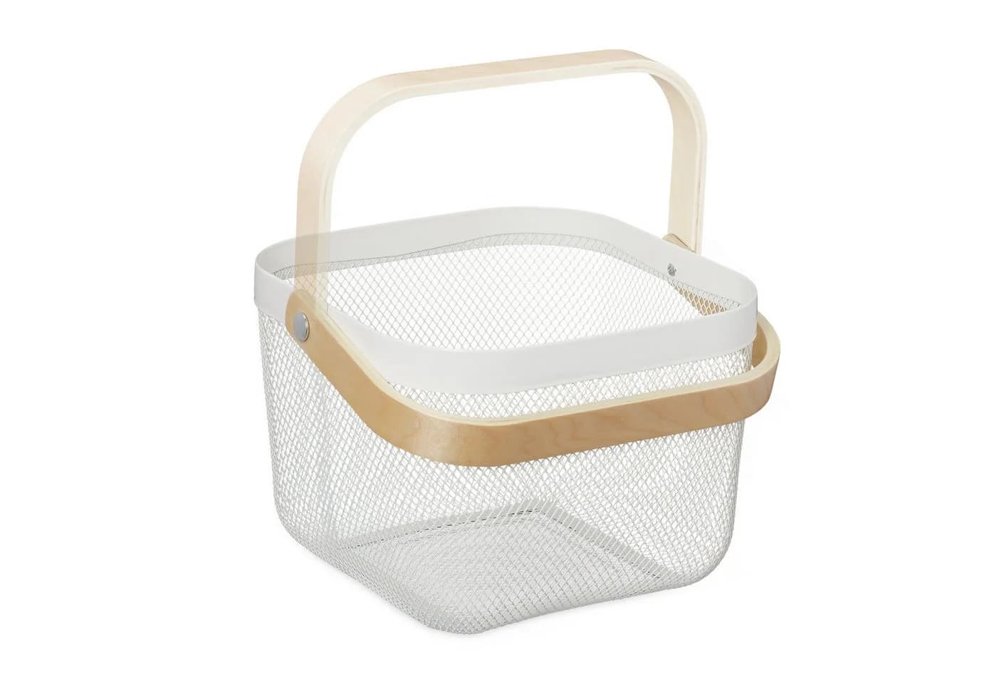 relaxdays Aufbewahrungskorb Drahtkorb mit Henkel im 2er Set Weiß/Braun - Bild 5