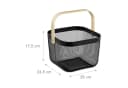 relaxdays Aufbewahrungskorb Drahtkorb 2er Set Schwarz mit Bambus Henkel Bild 4