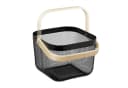 relaxdays Aufbewahrungskorb Drahtkorb 2er Set Schwarz mit Bambus Henkel Bild 5