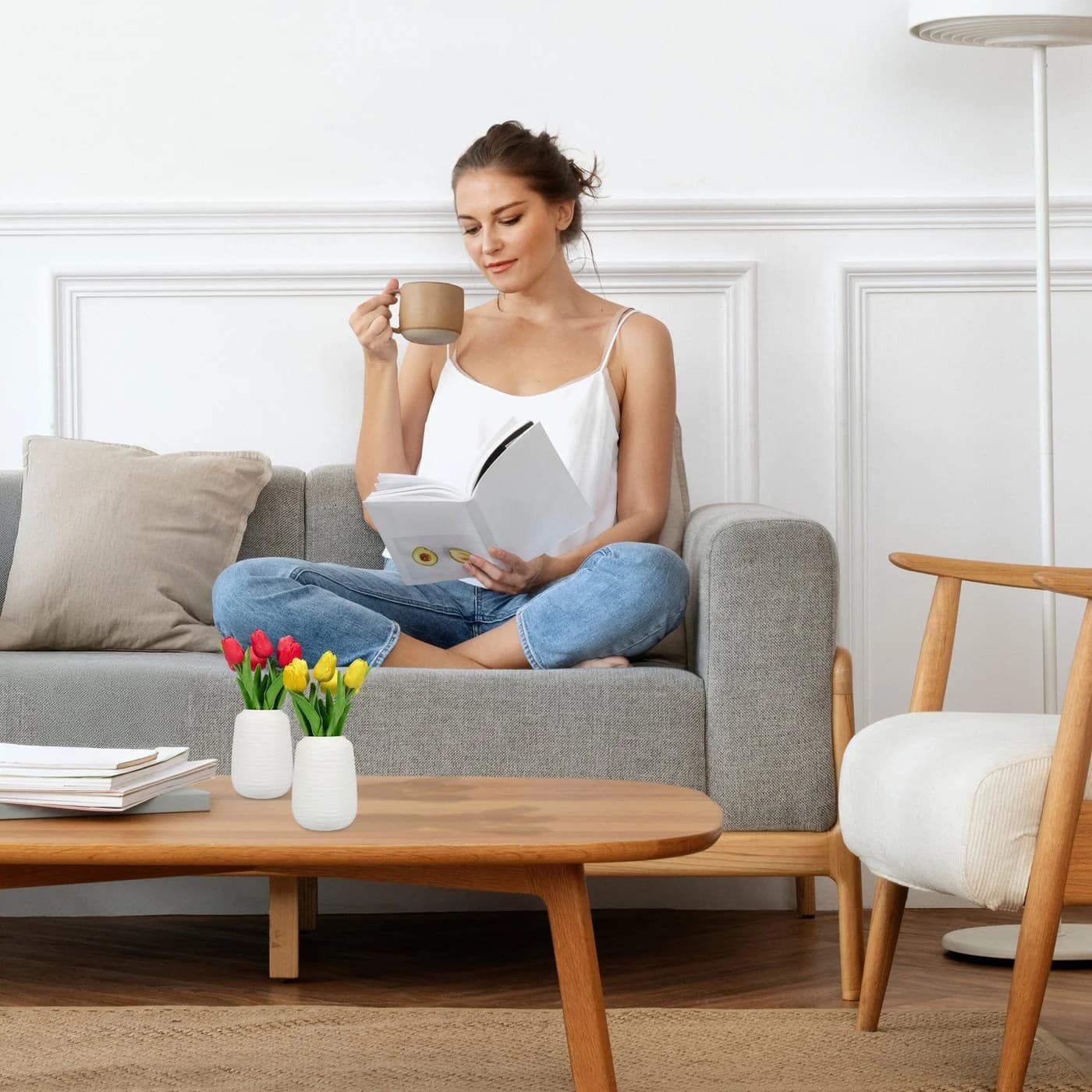 RELAXDAYS Tischvase Vasen Set aus Keramik, Weiß - Bild 3