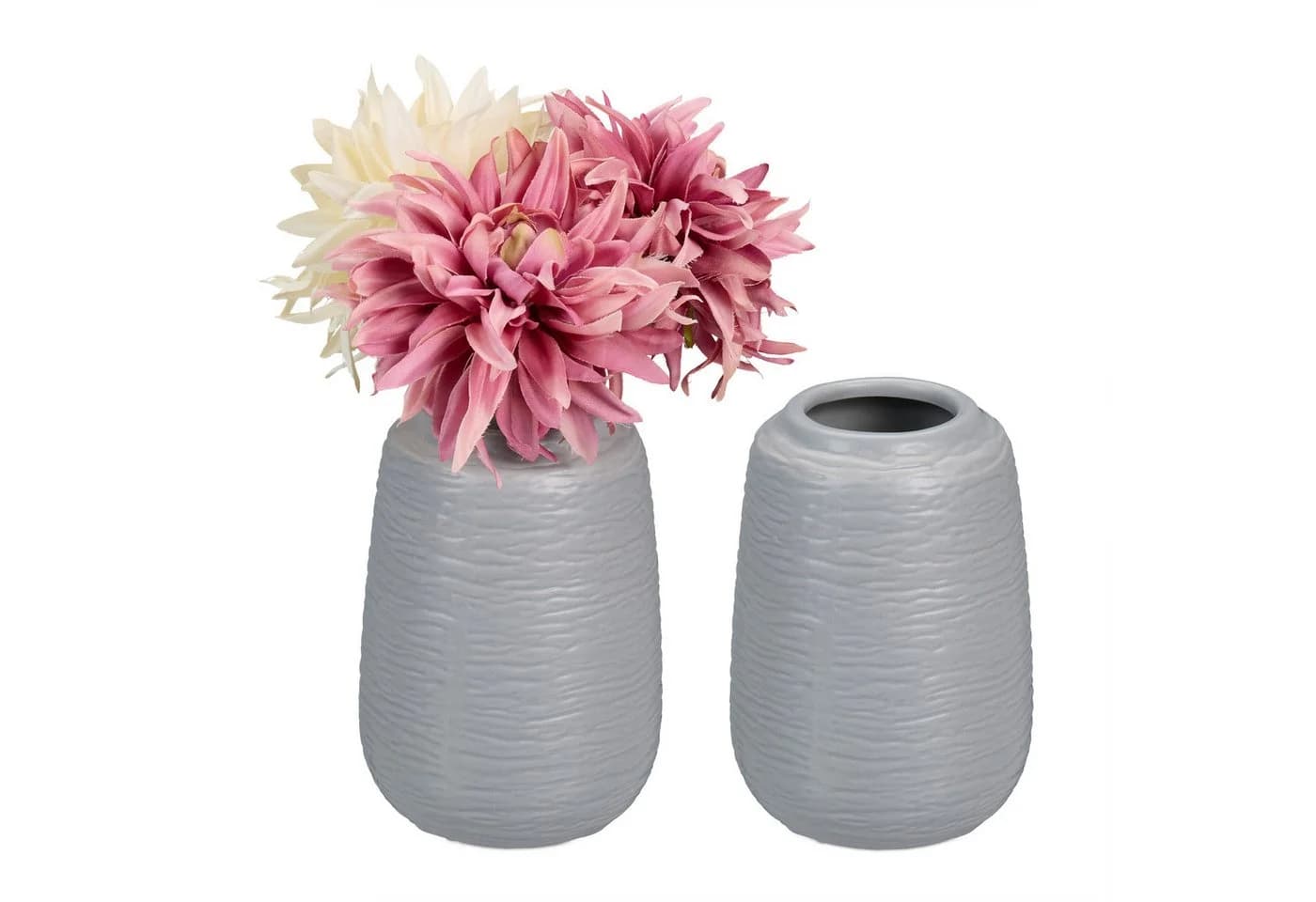 RELAXDAYS Tischvase Vasen Set aus Keramik (2 St), Grau - Bild 2