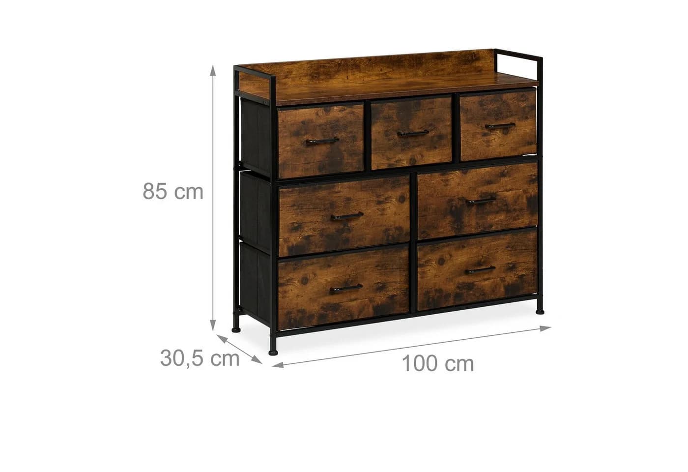 relaxdays Kommode mit 7 Schubladen Industrial Schwarz - Bild 4