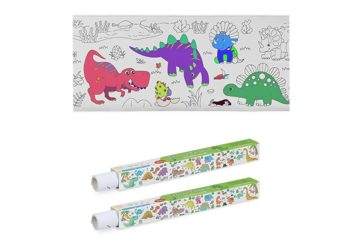 relaxdays Ausmaltischdecken 2er Set Dino Malpapier Rollen - Bild 2