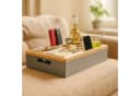 relaxdays Couchbar Tabletttisch mit Zubehör Bambus Grau Bild 3