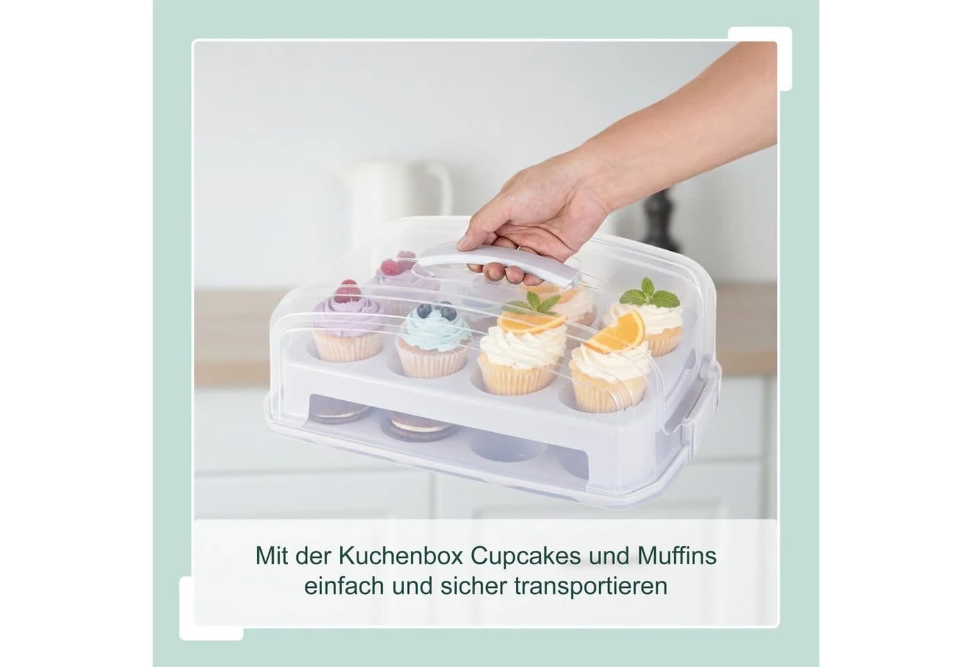 relaxdays Kuchentransportbox Hellgrau 24er - Bild 3