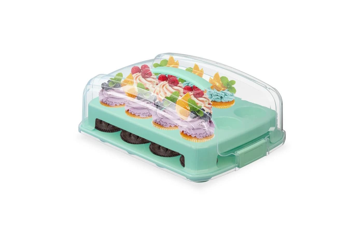 relaxdays Muffin Transportbox 24er Kunststoff Türkis Transparent - Bild 2
