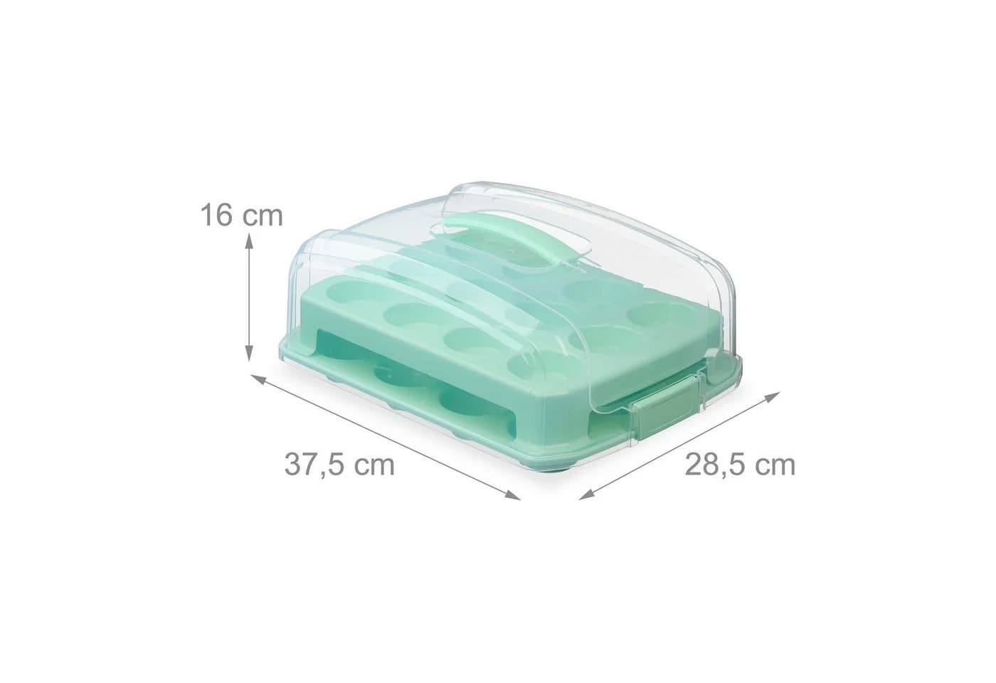 relaxdays Muffin Transportbox 24er Kunststoff Türkis Transparent - Bild 4