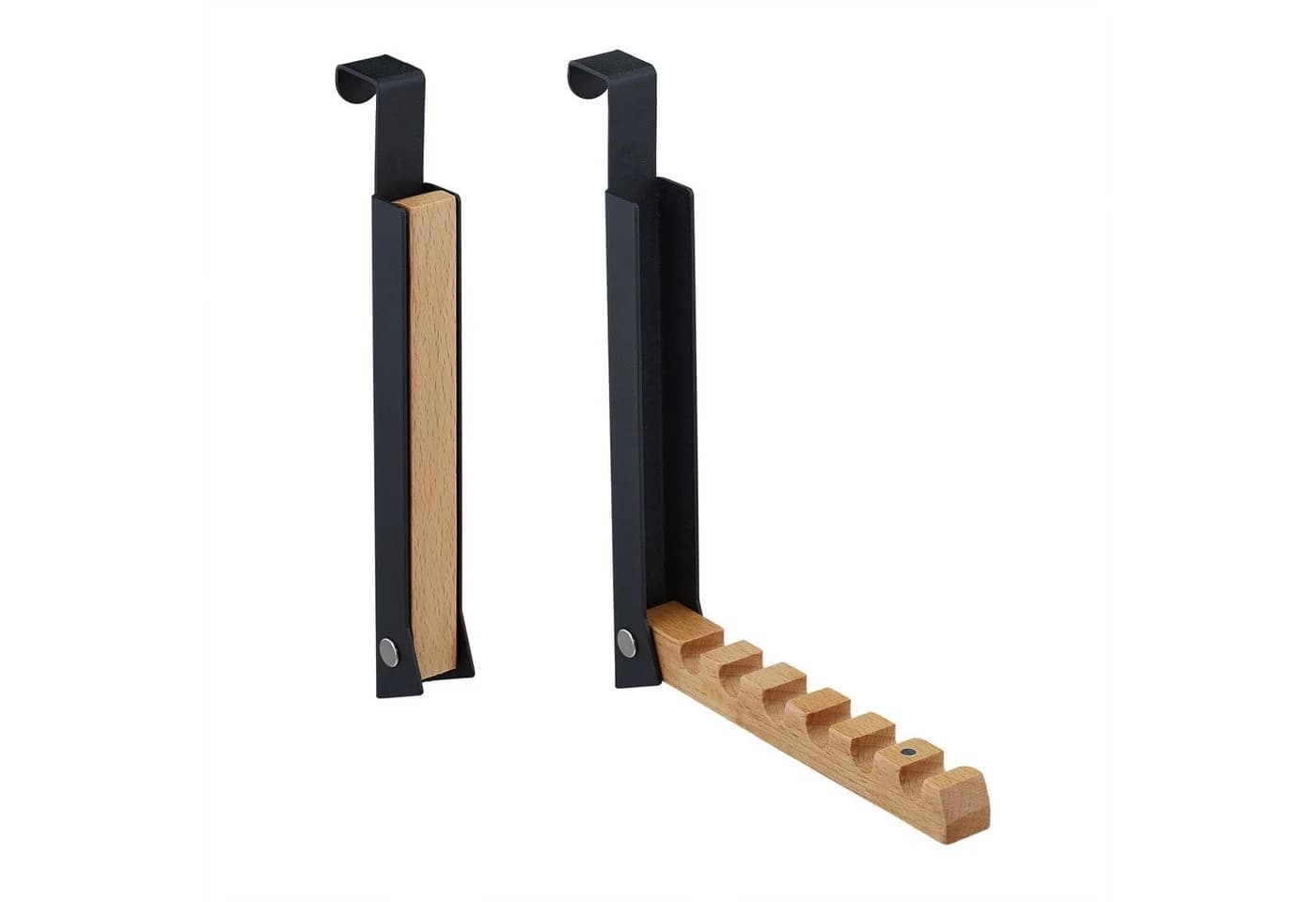 relaxdays Türhaken Klappbare Türgarderobe 2er Set Schwarz - Bild 2