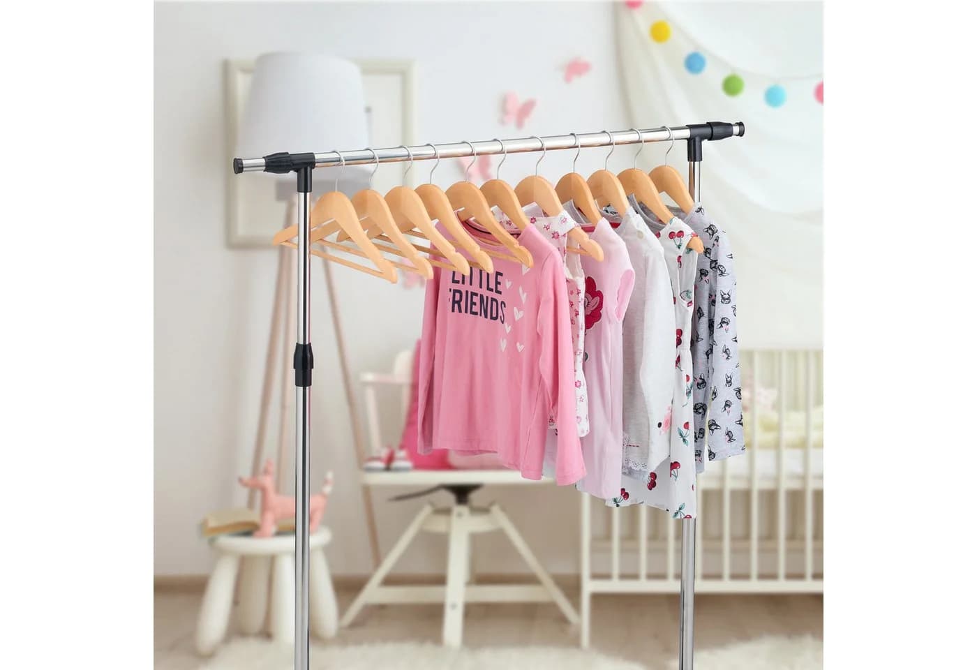 relaxdays Kinderkleiderbügel Holz Set 20-tlg. Natur/Silber
