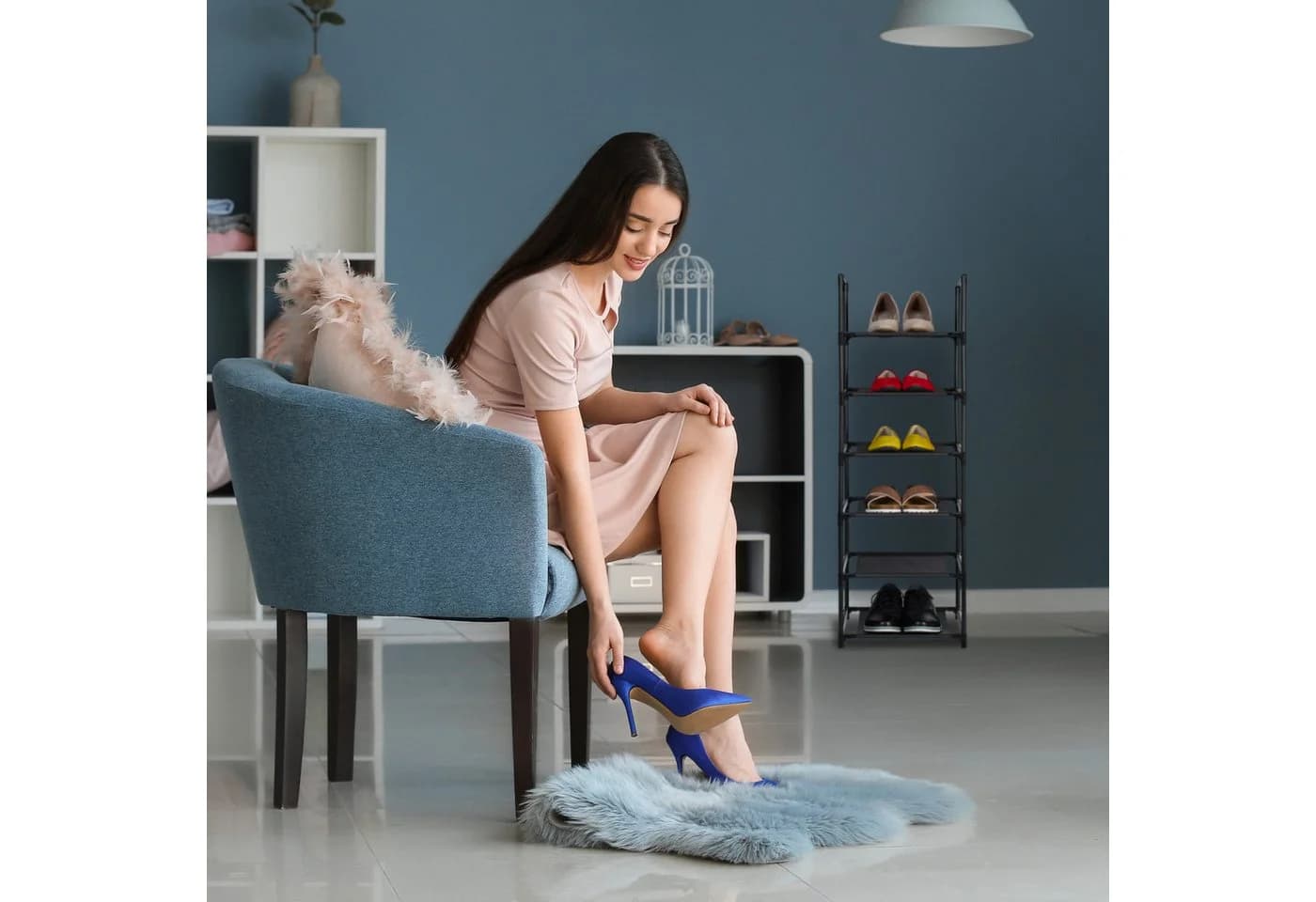relaxdays Schuhregal schmal 6 Ebenen Schwarz Grau - Bild 5