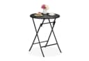 relaxdays Runder Gartentisch in Rattan-Optik Schwarz Klappbar Bild 2