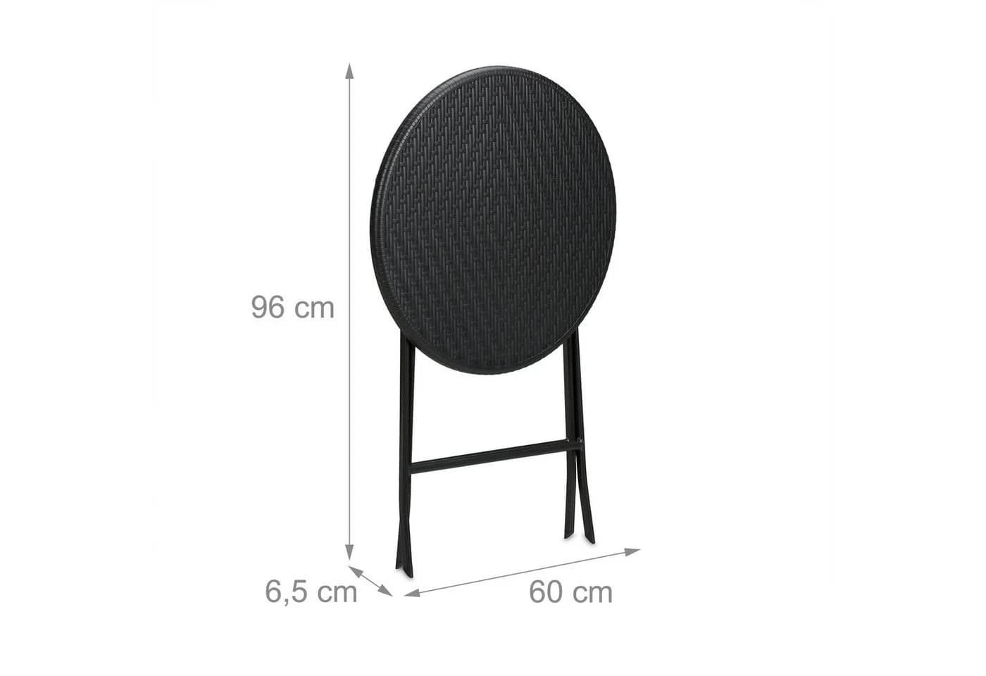 relaxdays Runder Gartentisch in Rattan-Optik Schwarz Klappbar - Bild 5