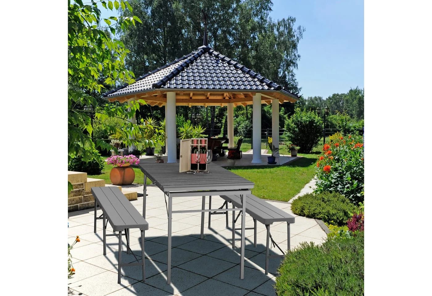 relaxdays Gartentisch klappbar ausziehbar braun