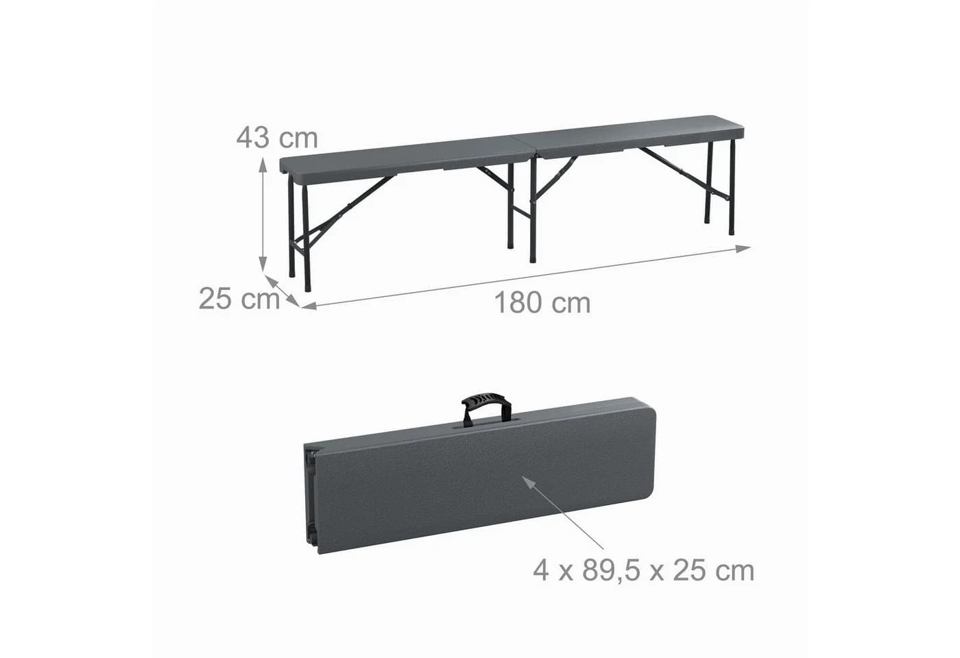 relaxdays Bierbank 2er Set Klappbank Grau 180 cm - Bild 4