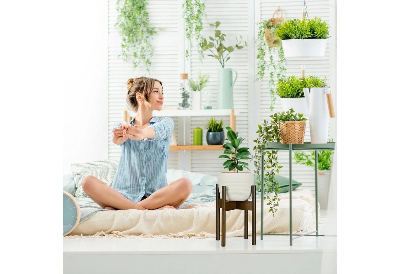 relaxdays Blumenständer Pflanzenständer im 3er Set Bambus - Bild 3