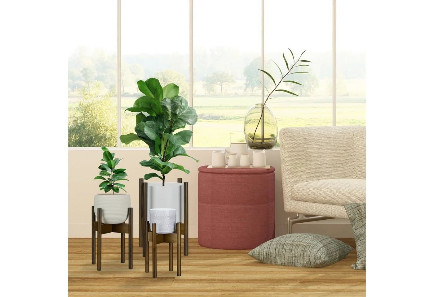 relaxdays Blumenständer Pflanzenständer im 3er Set Bambus - Bild 5