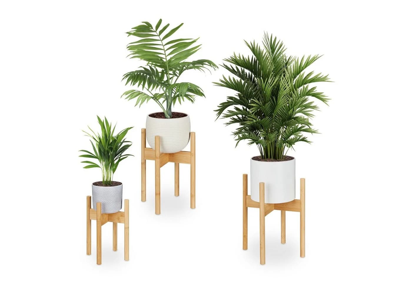 relaxdays Blumenständer Pflanzenständer im 3er Set Bambus - Bild 2