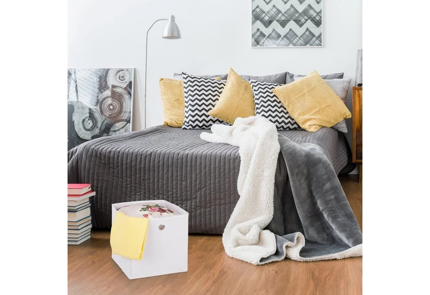 relaxdays Aufbewahrungsbox 4er Set Schwarz Faltbox Stoff - Bild 5