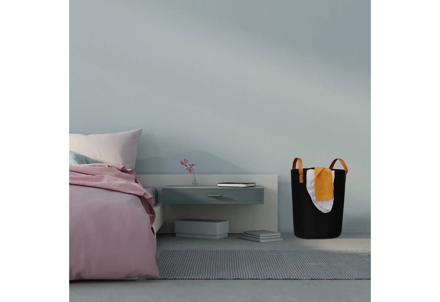 relaxdays Wäschekorb Filz 28 Liter 2er Set Schwarz - Bild 1