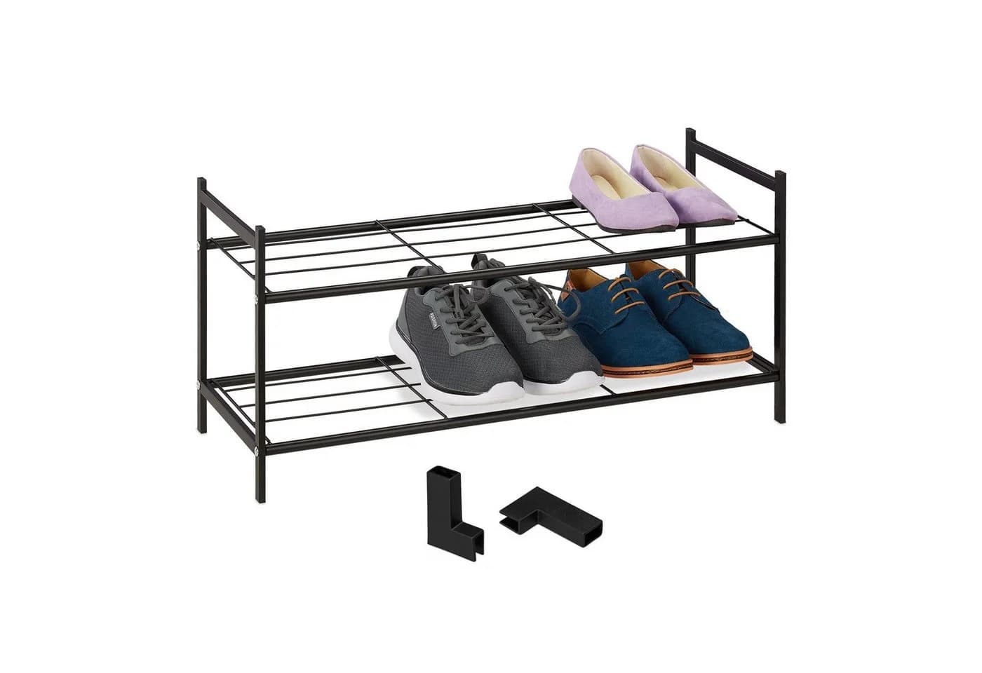 relaxdays Schuhregal Metall stapelbar schwarz - Bild 2