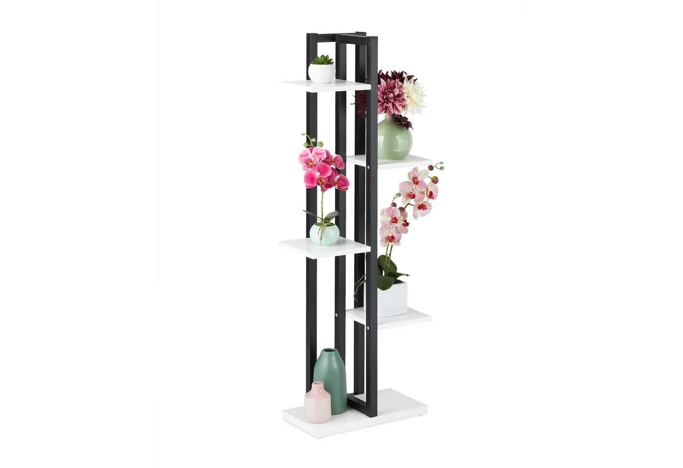 relaxdays Blumenständer Pflanzenregal 5 Ablagen Weiß - Bild 2