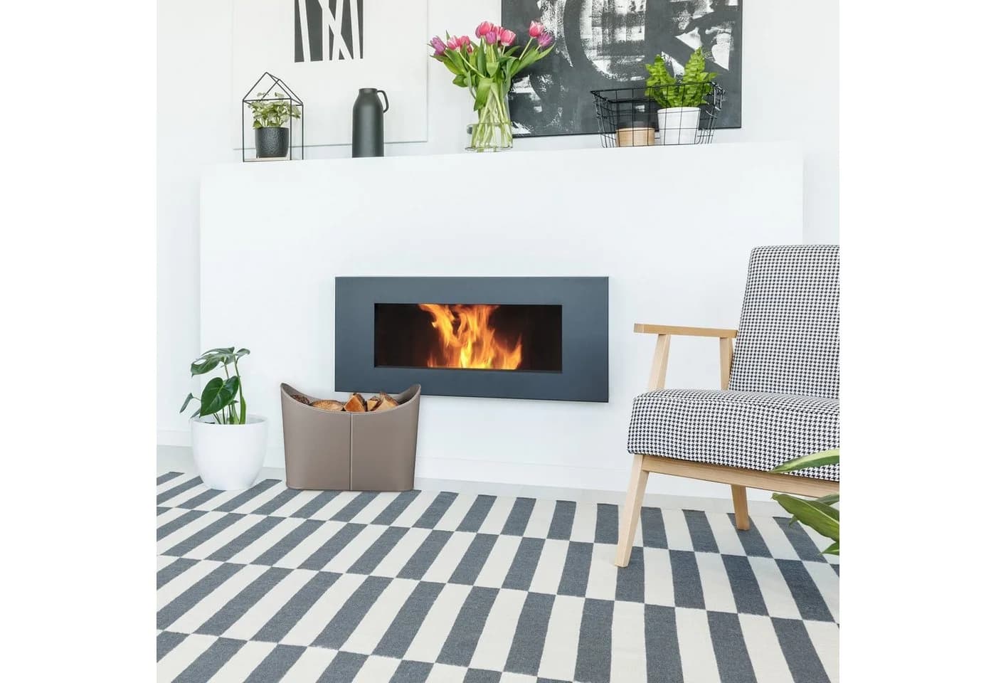 relaxdays Kaminholzkorb Grau XL Kunstleder
