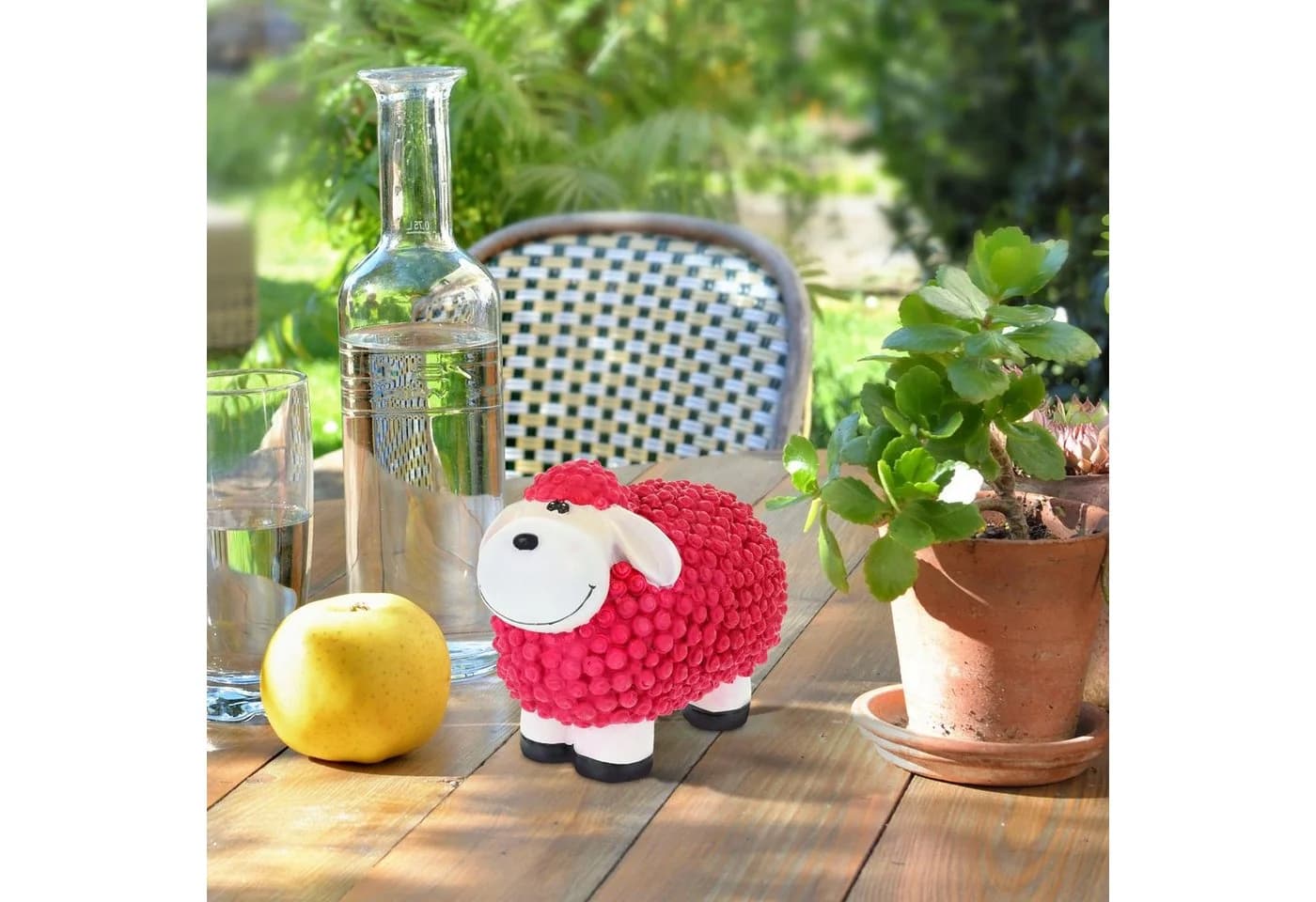 RELAXDAYS Gartenfigur Schaf Pink Polyresin