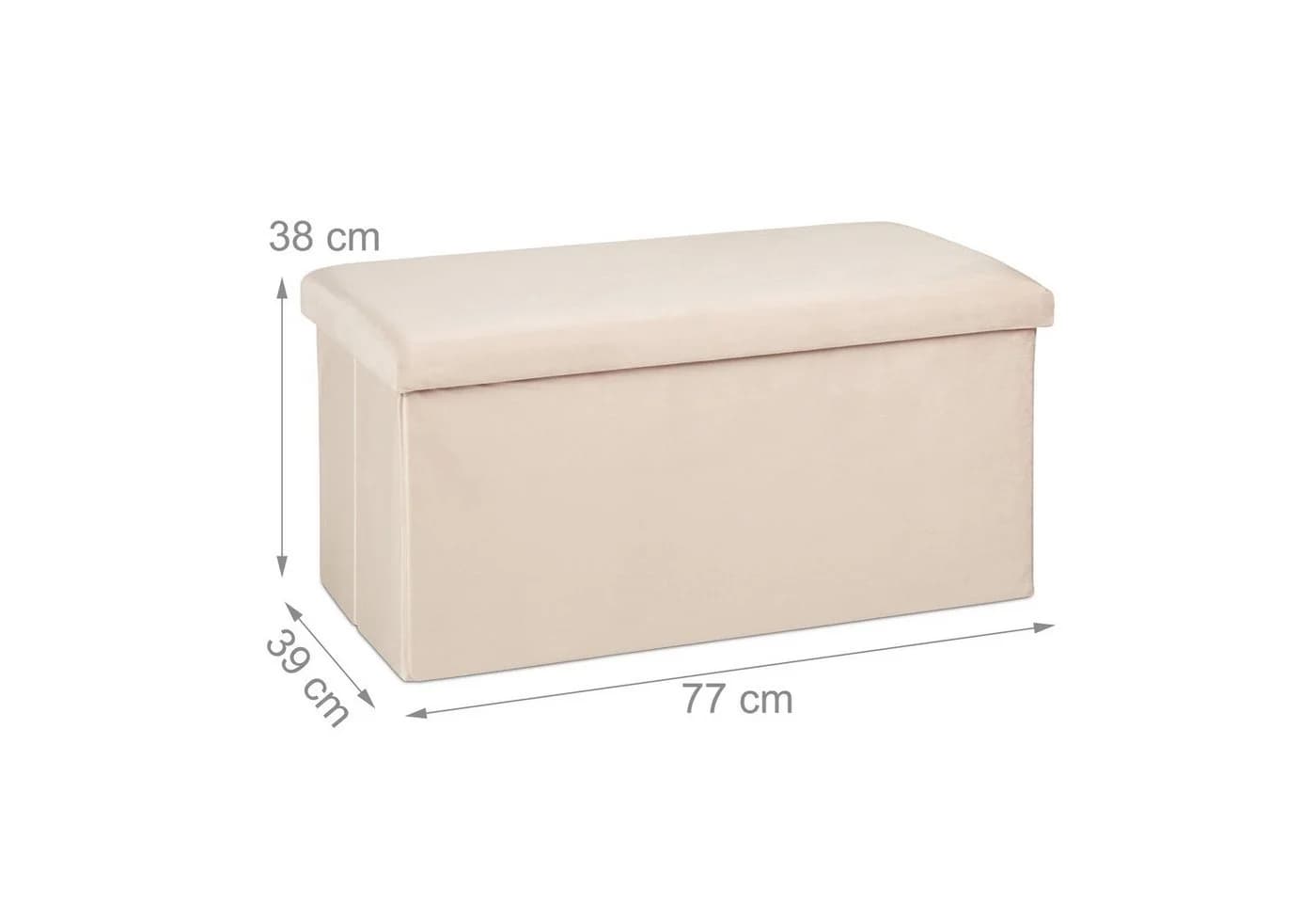 relaxdays Faltbare Samt-Sitzbank mit Stauraum, Creme - Bild 4
